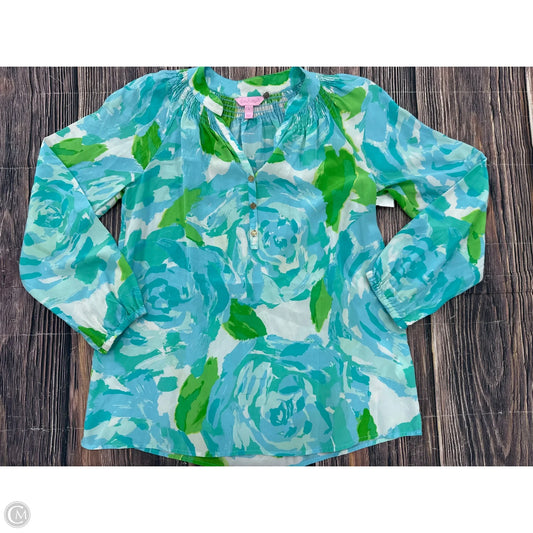 Top Long Sleeve Designer By Lilly Pulitzer In Blue & Green, Size: S