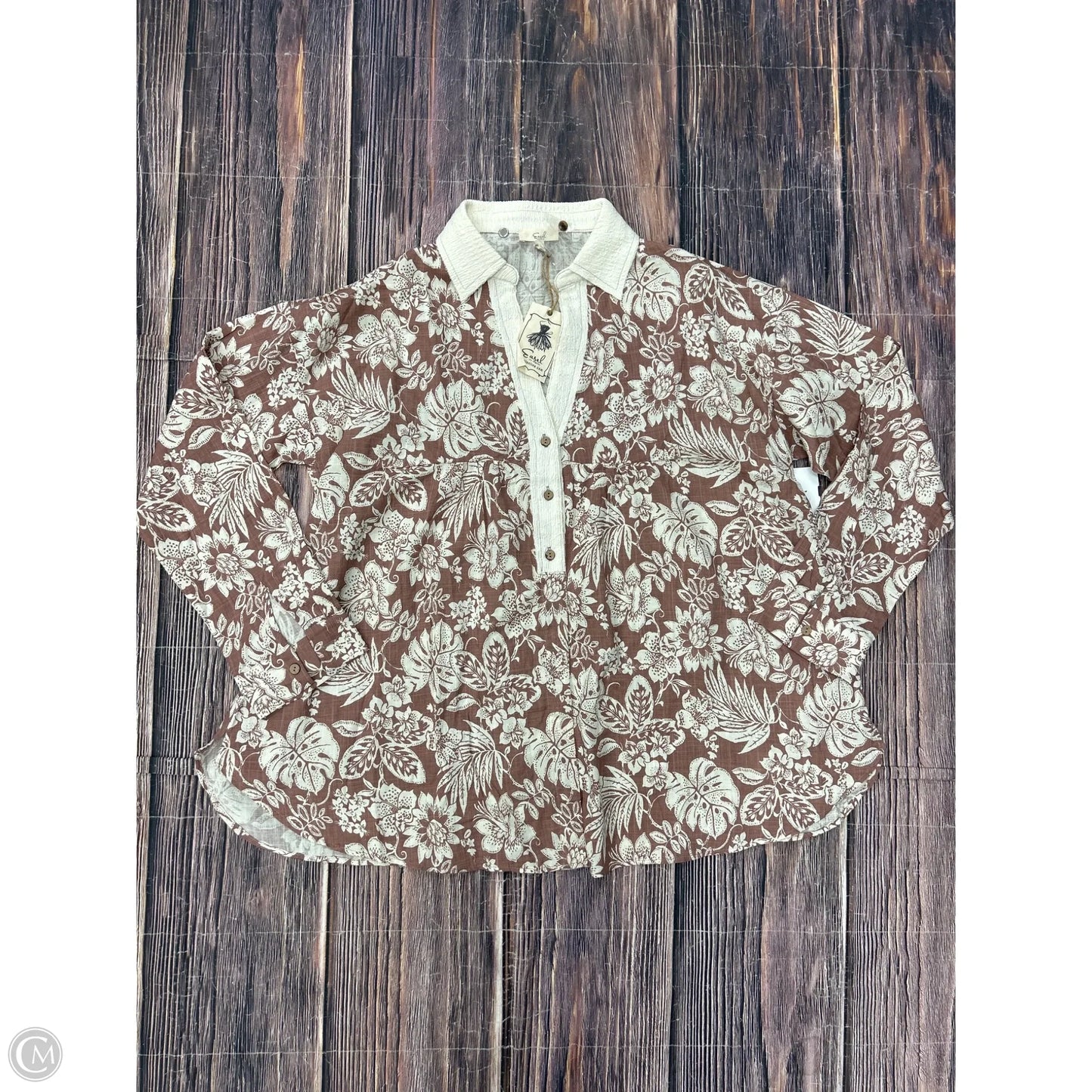 Top Long Sleeve By Easel In Pink, Size: M