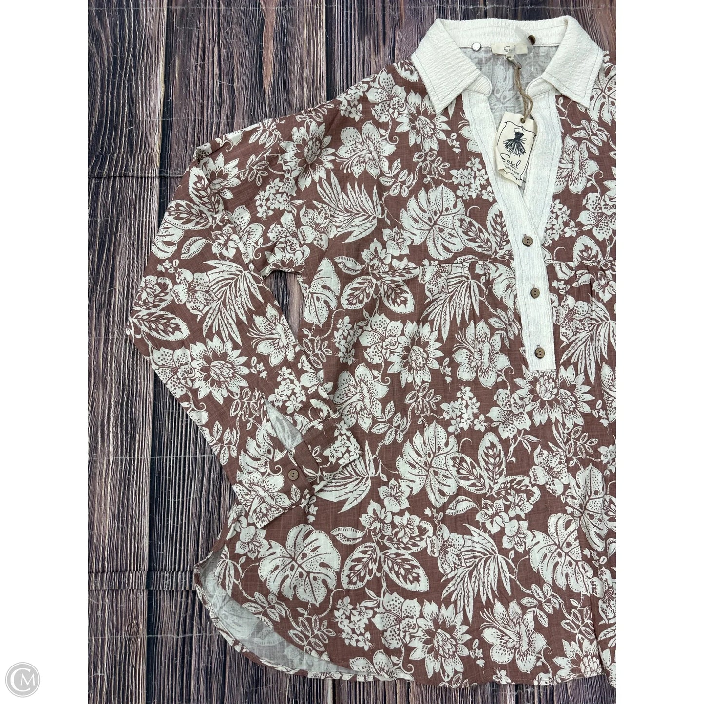 Top Long Sleeve By Easel In Pink, Size: M