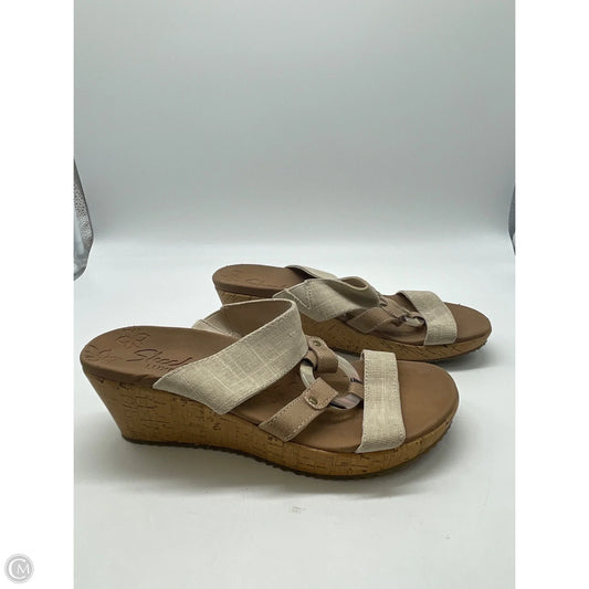 Sandals Heels Wedge By Skechers In Tan, Size: 8