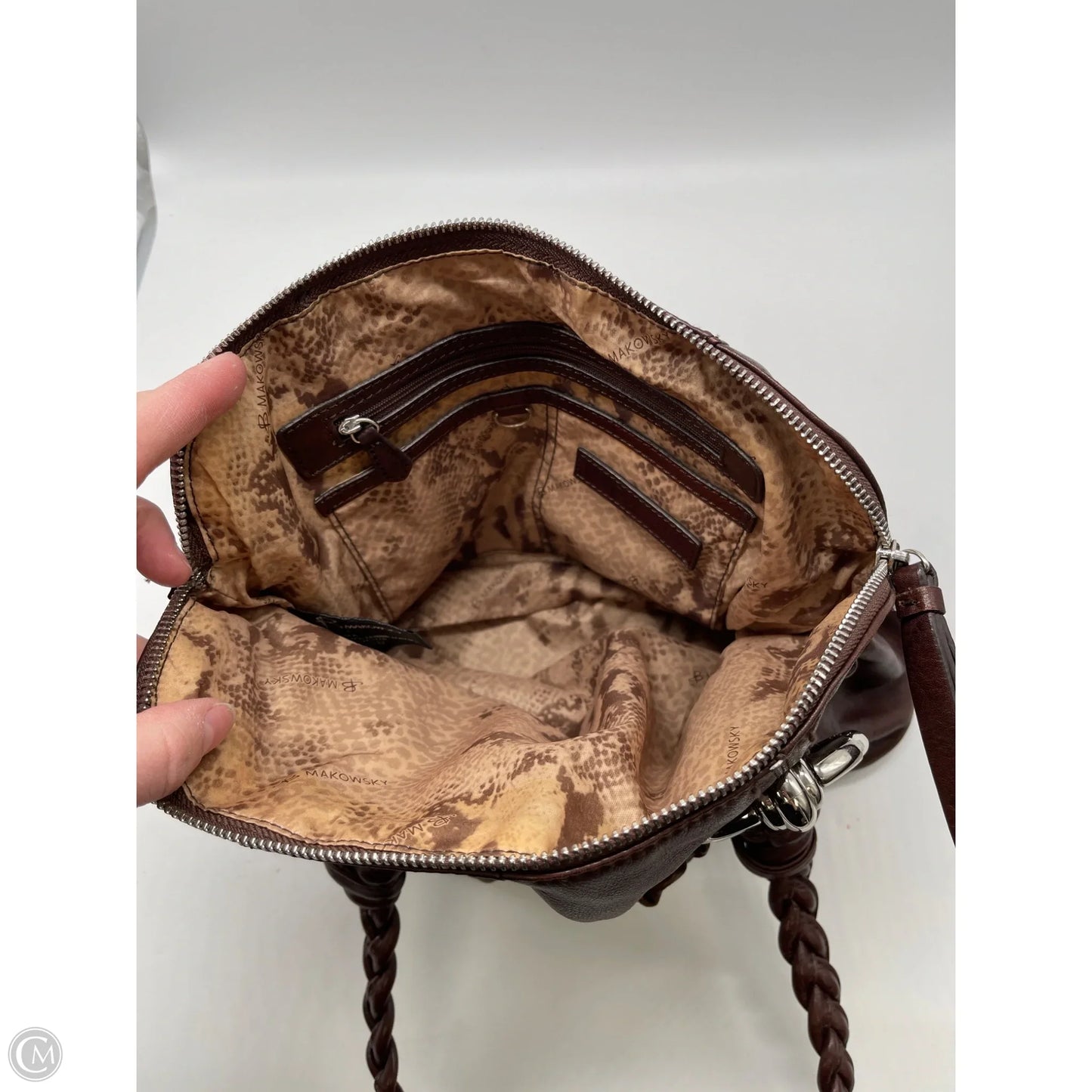 Handbag Leather By B. Makowsky, Size: Medium