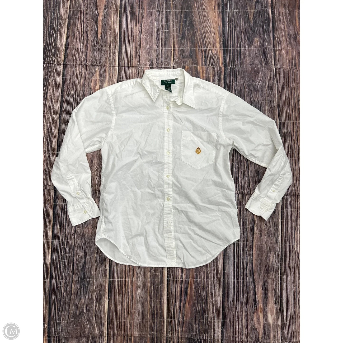 Top Long Sleeve By Lauren By Ralph Lauren In White, Size: 8