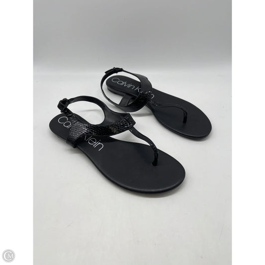 Sandals Flats By Calvin Klein In Black, Size: 11