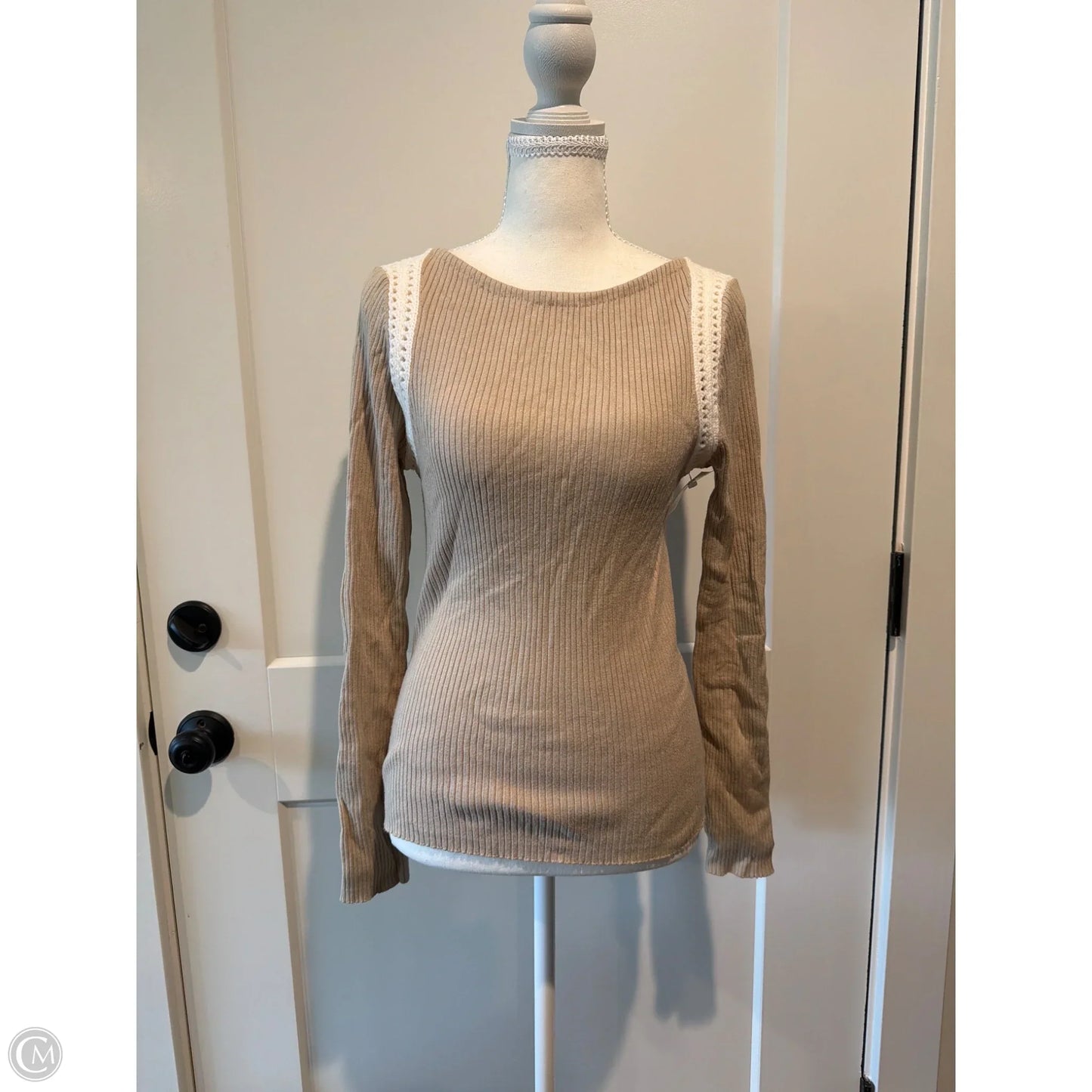 Top Long Sleeve By Loft In Tan, Size: M