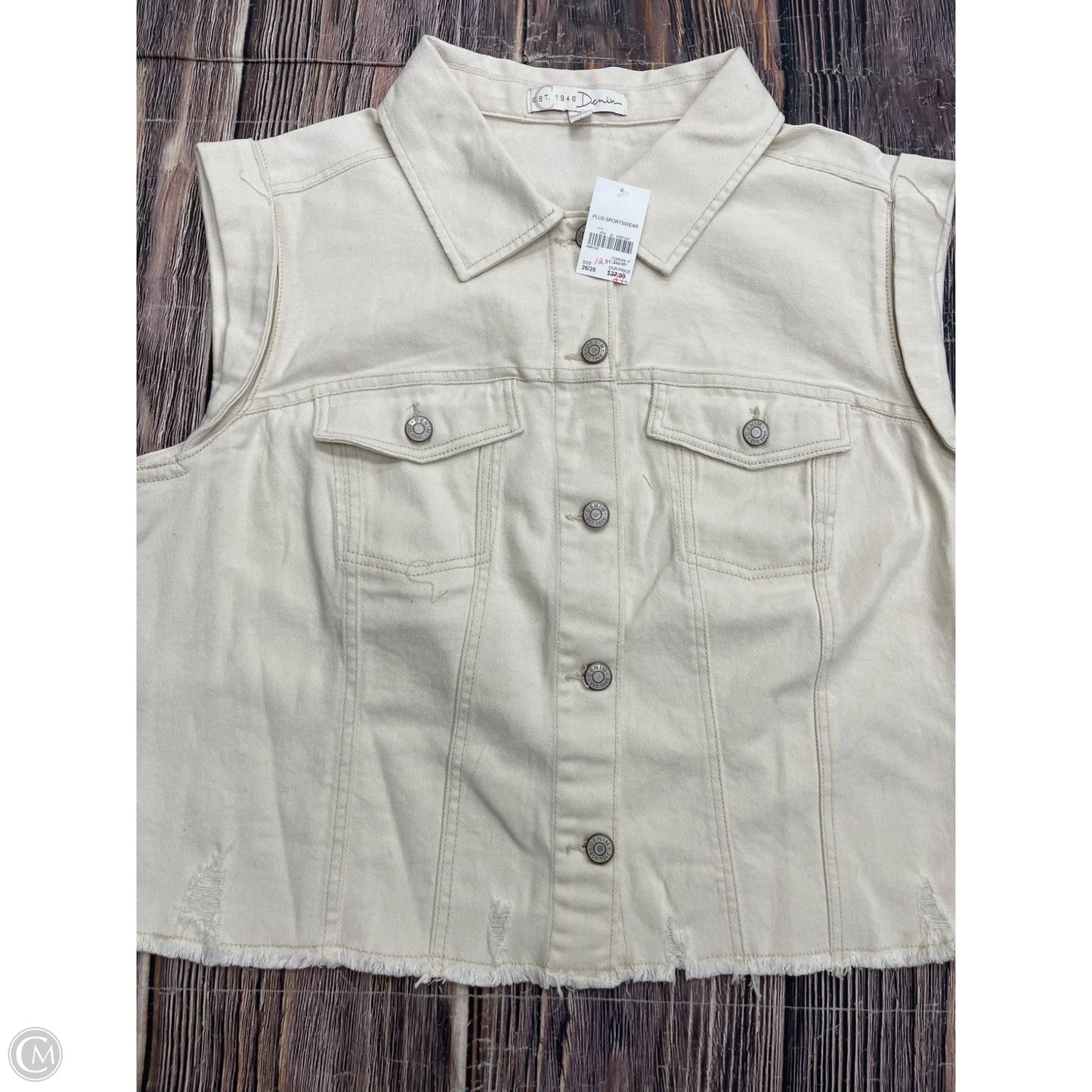 Vest Other By Cubism In White Denim, Size: 3x