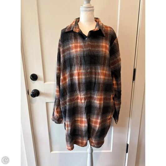 Jacket Shirt By Adora In Black & Orange, Size: 3x