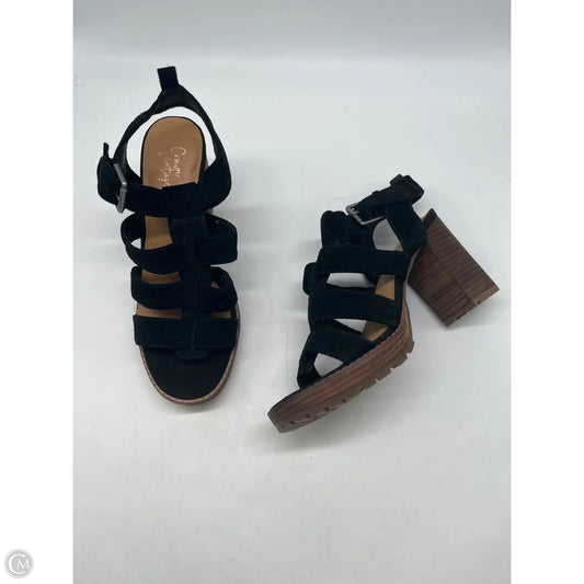 Sandals Heels Block By Crown Vintage In Black, Size: 8
