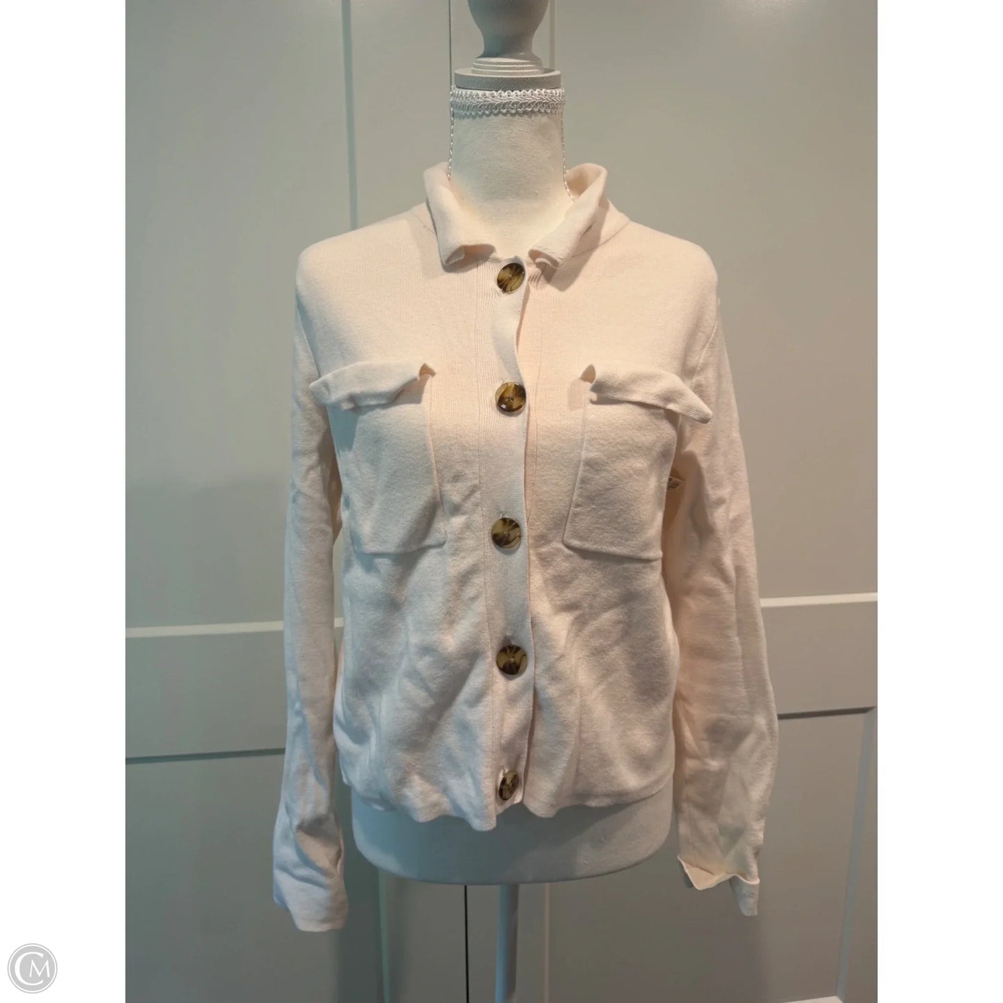 Sweater Cardigan By Loft In White, Size: S