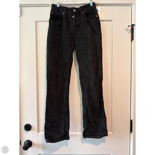 Jeans Straight By H&m In Black Denim, Size: 4