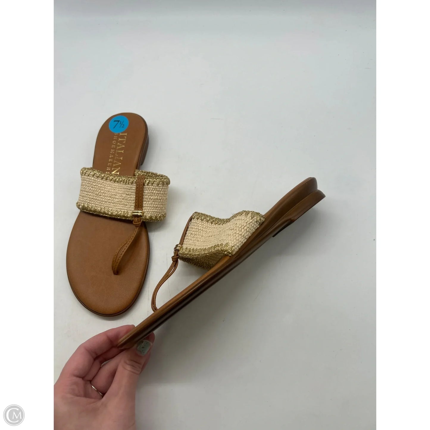 Sandals Flats By Italian Shoemakers In Tan, Size: 7.5