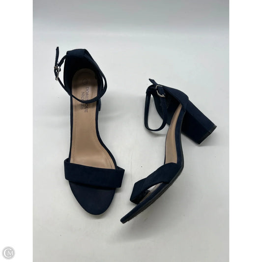 Sandals Heels Block By Clothes Mentor In Navy, Size: 10