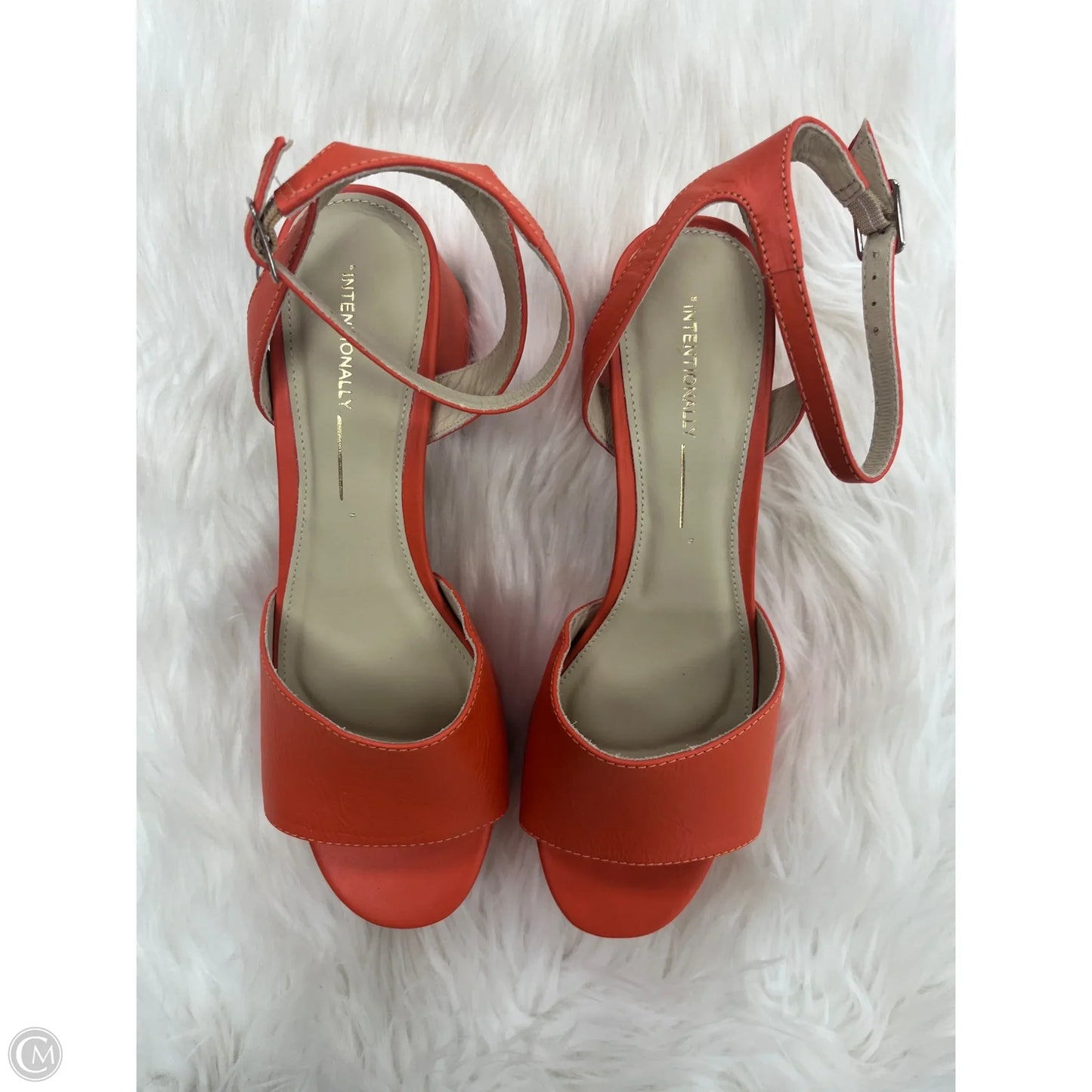 Sandals Heels Block By Clothes Mentor In Orange, Size: 8