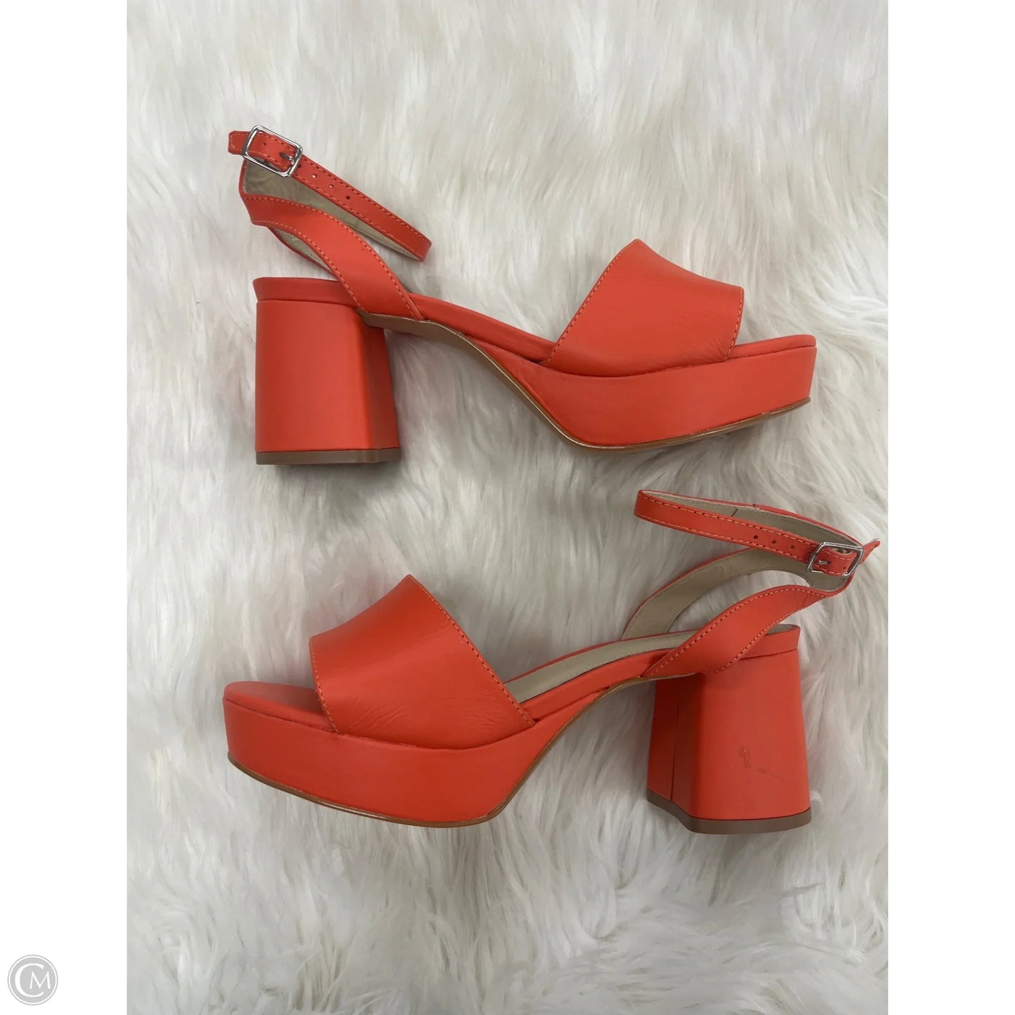 Sandals Heels Block By Clothes Mentor In Orange, Size: 8