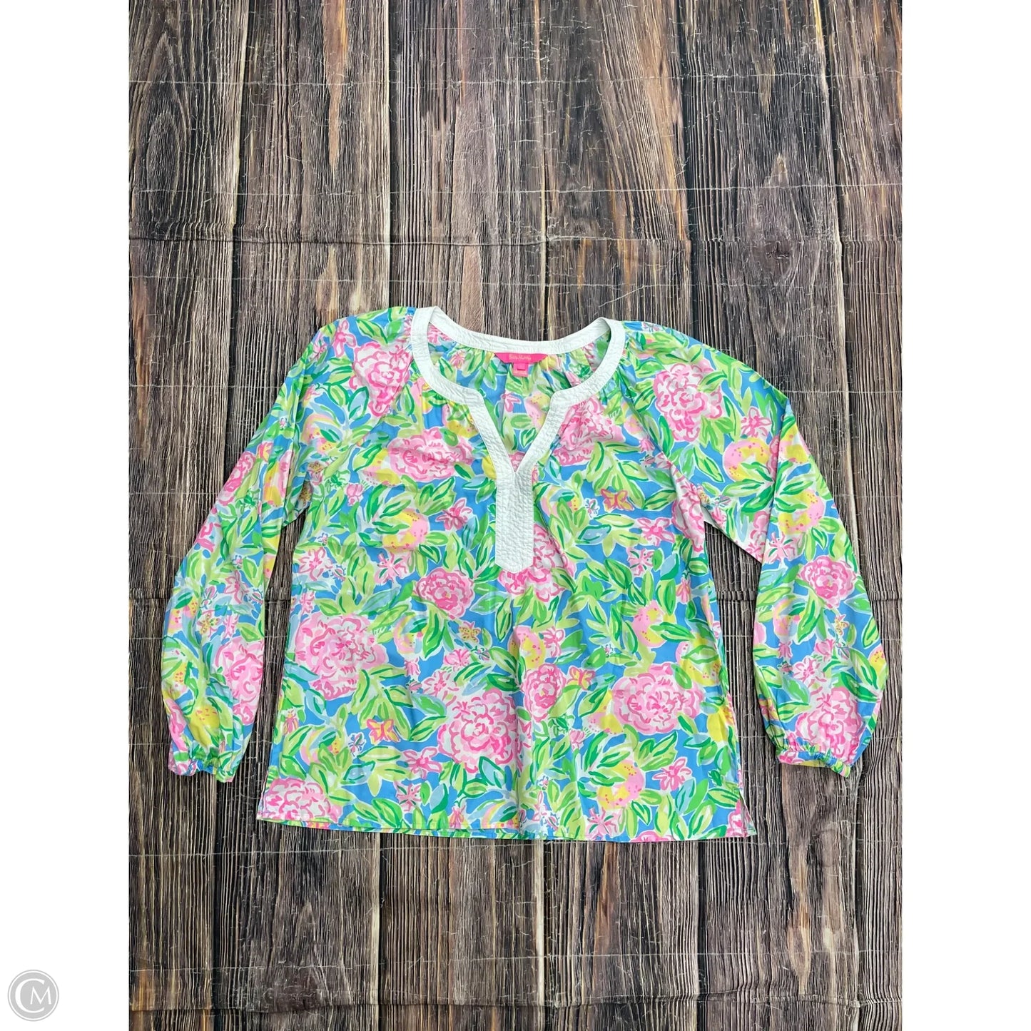 Top Long Sleeve Designer By Lilly Pulitzer In Green, Size: L
