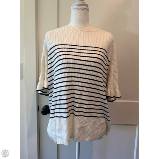 Sweater Short Sleeve By Free Assembly In White, Size: 3x