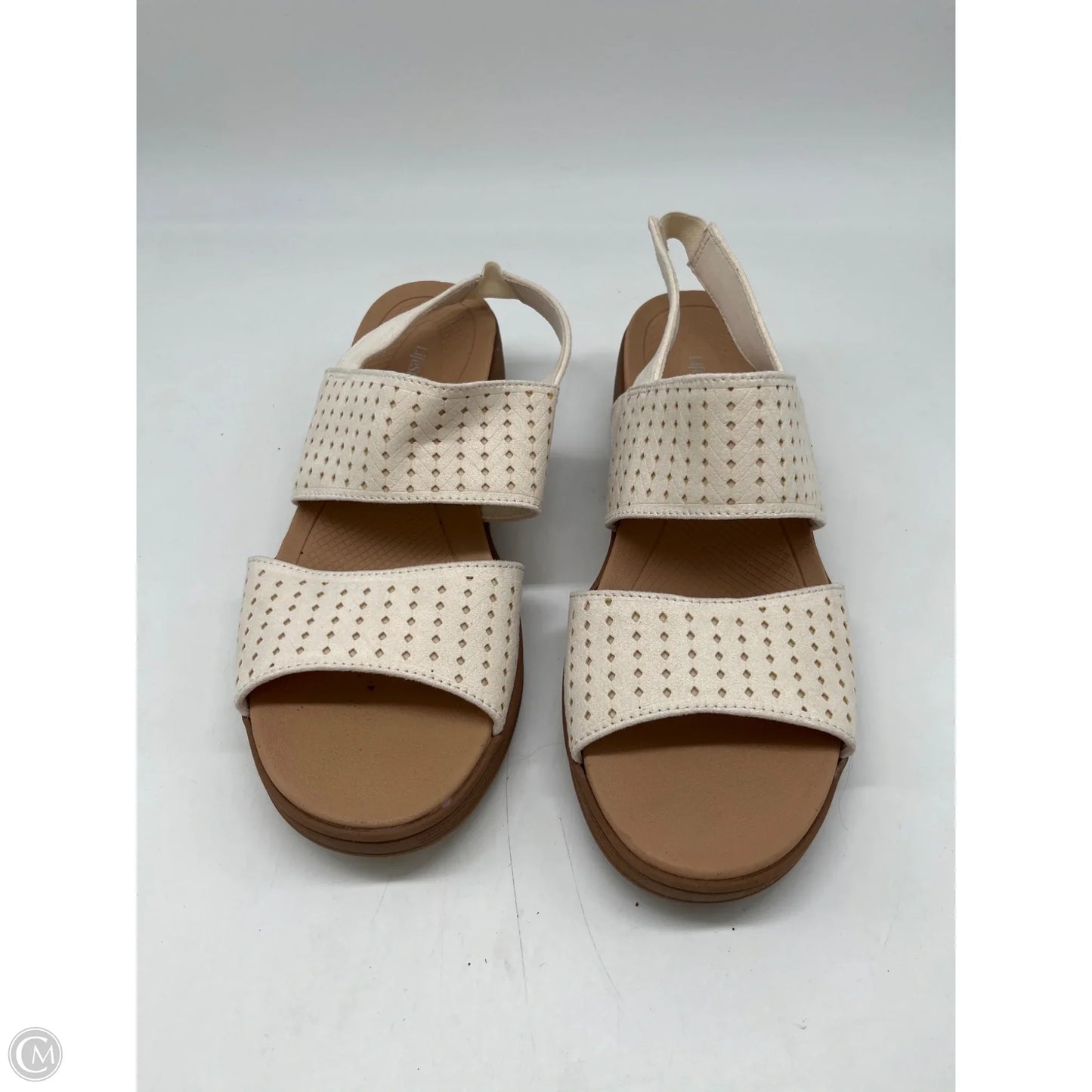 Sandals Heels Wedge By Life Stride In White, Size: 9