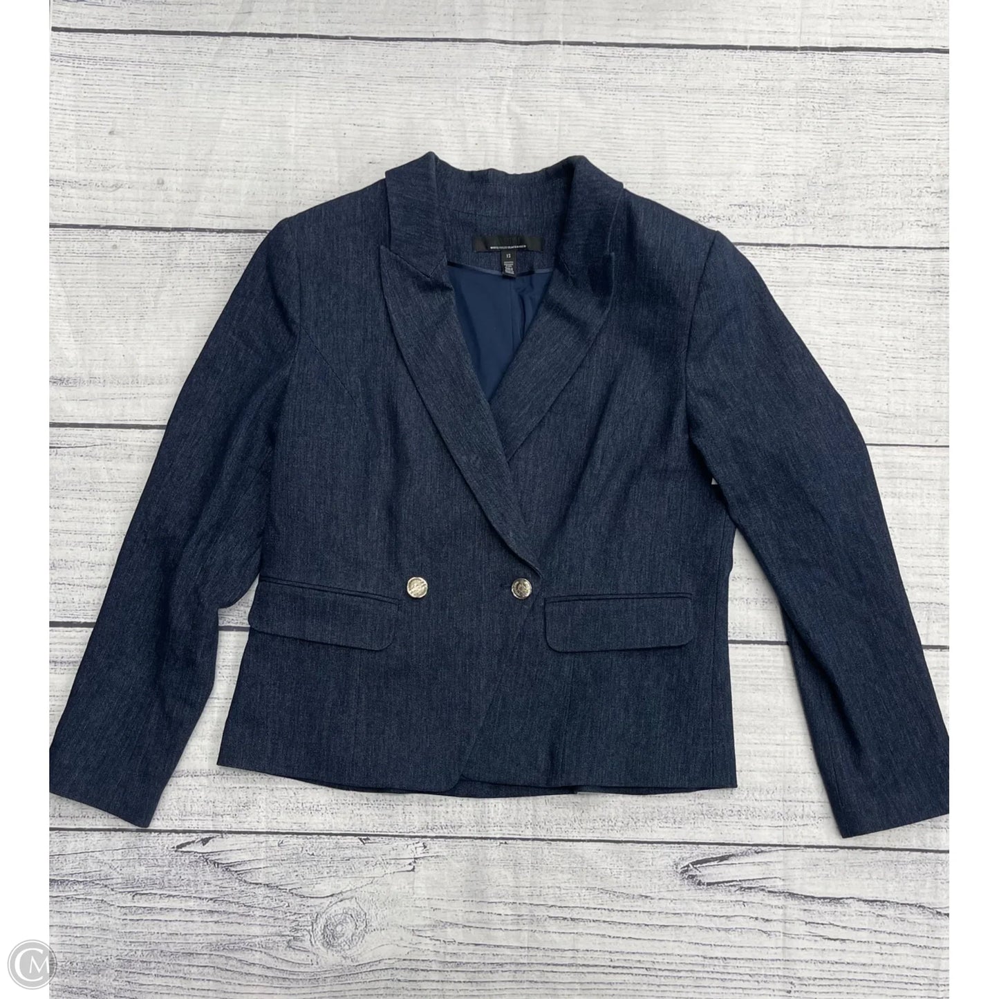 Blazer By White House Black Market In Blue Denim, Size: 12