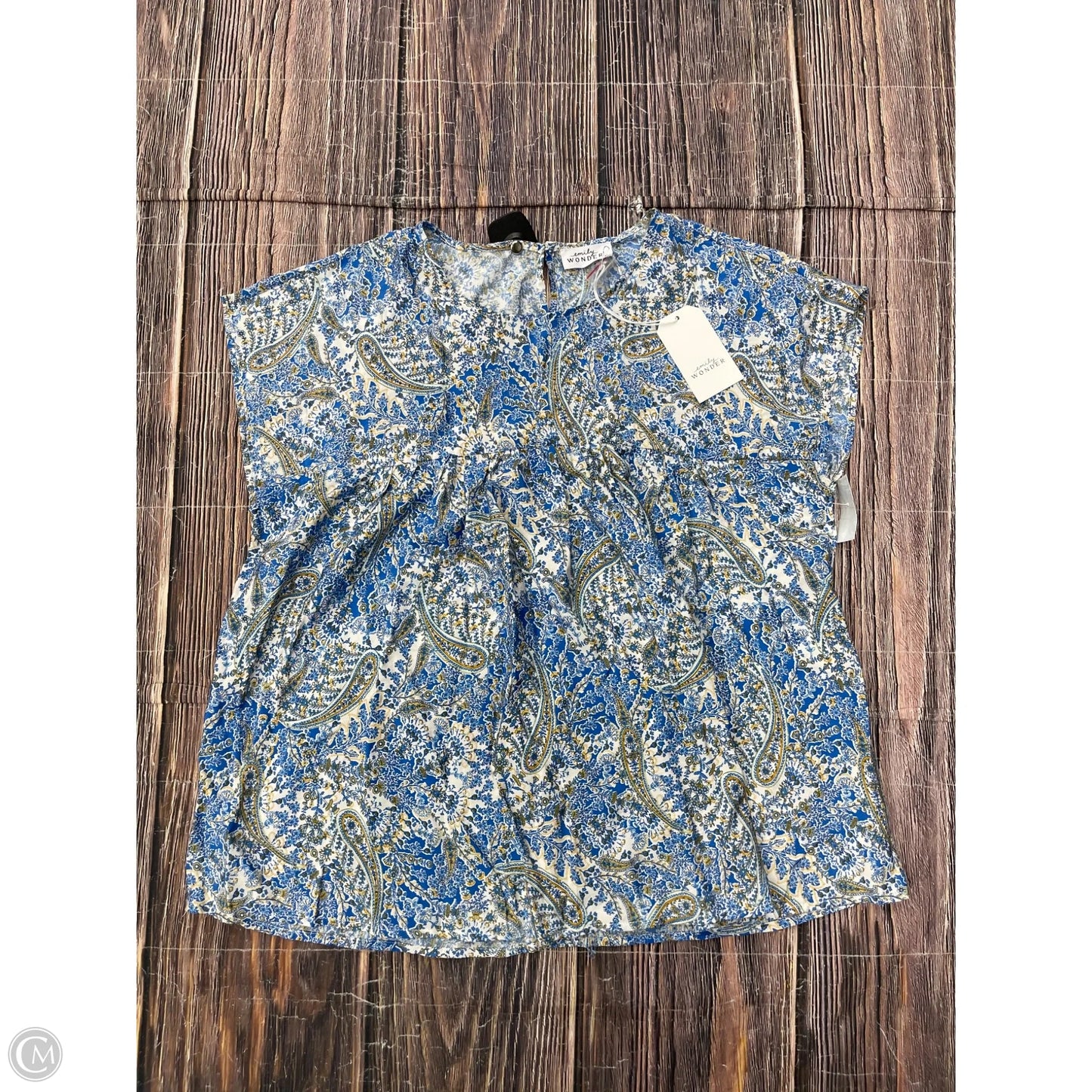 Top Short Sleeve By Emily Wonder In Blue, Size: M