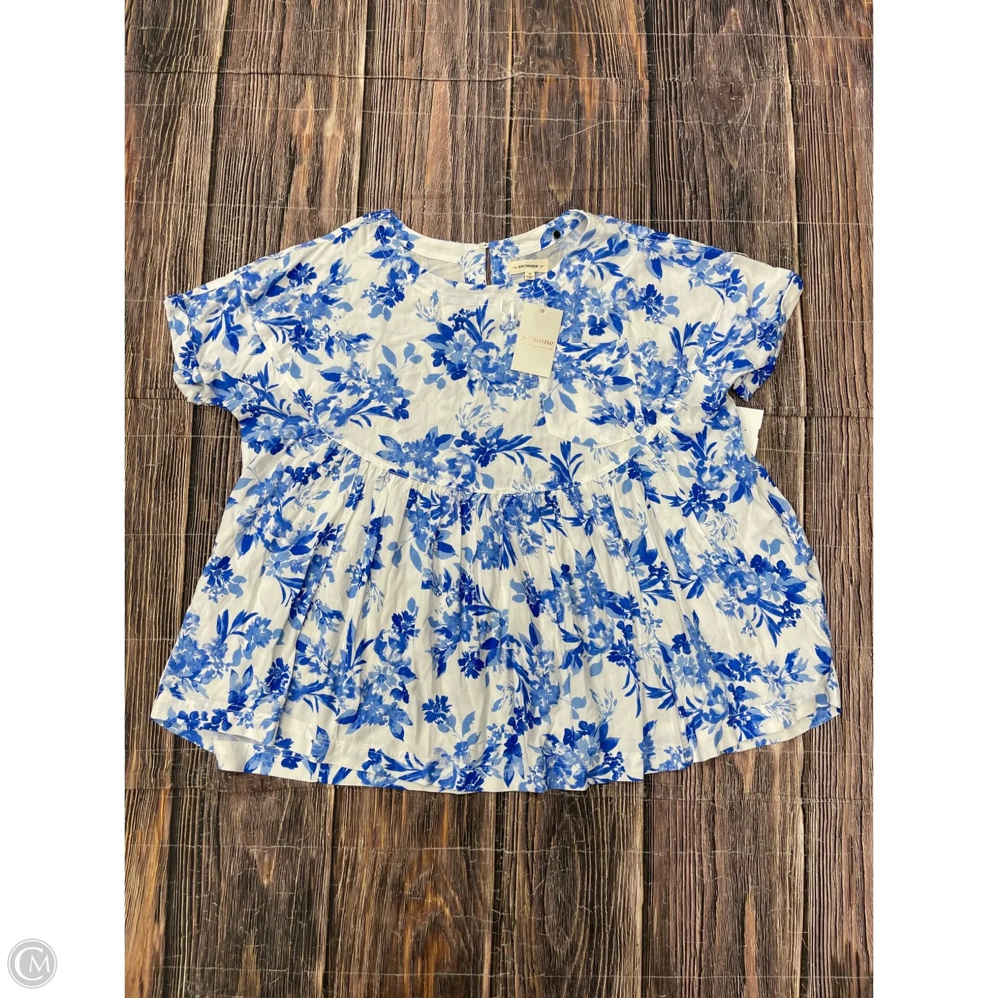 Top Short Sleeve By Ee Some In Blue, Size: M