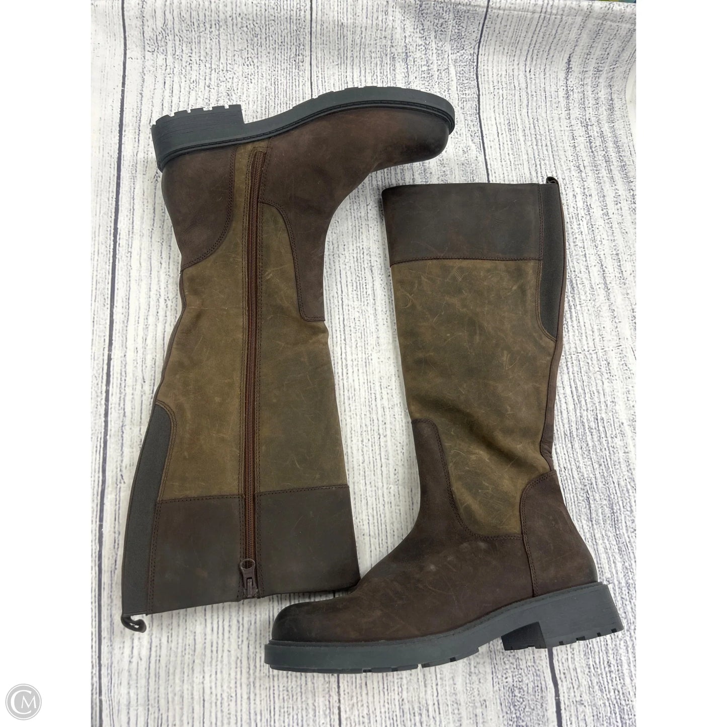 Boots Knee Flats By Clarks In Brown, Size: 9.5