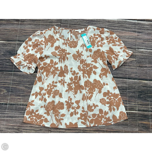 Top Short Sleeve By Clothes Mentor In Pink & White, Size: M