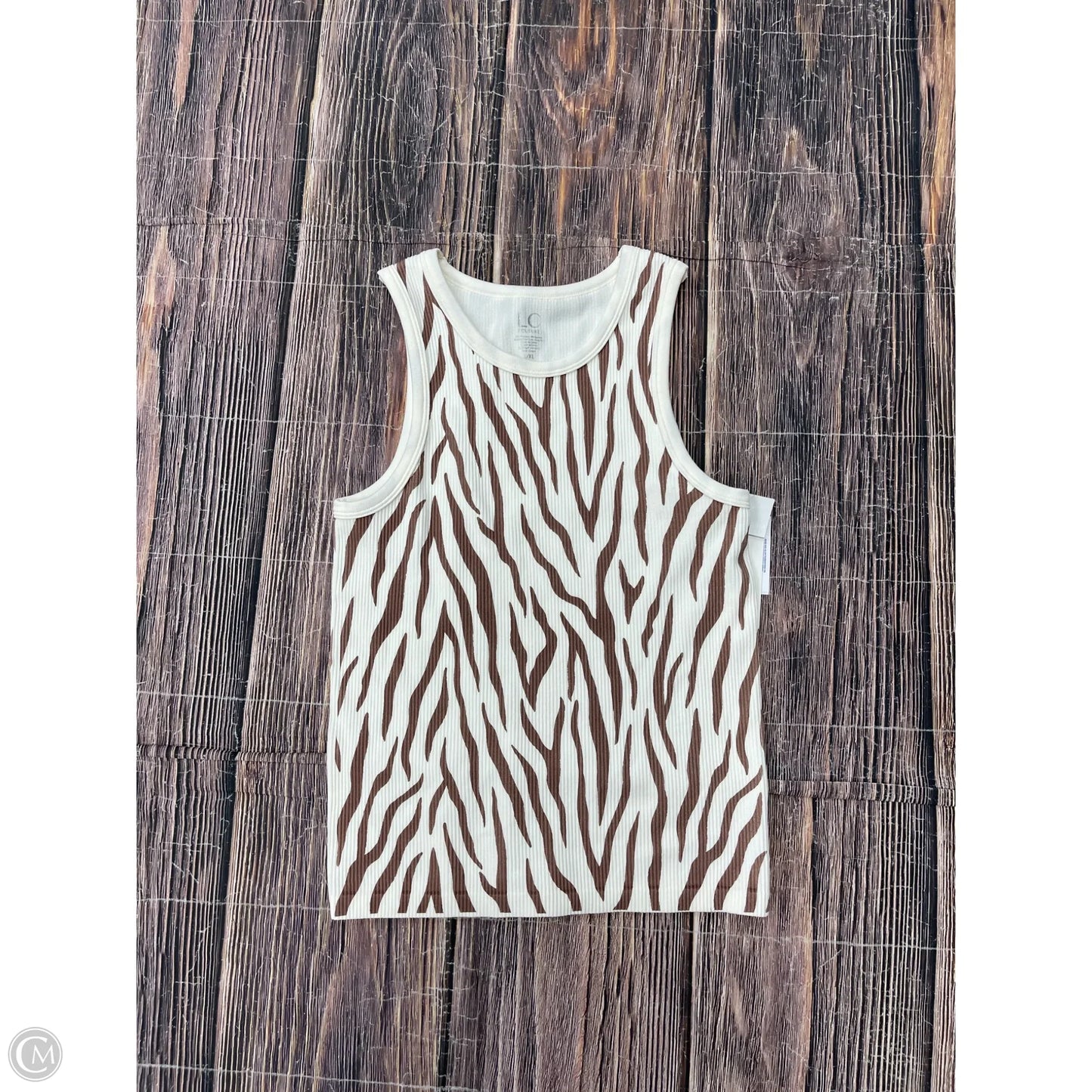 Tank Top By Clothes Mentor In Brown & White, Size: L