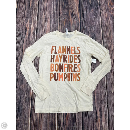 Top Long Sleeve By Bella + Canvas In Cream, Size: M