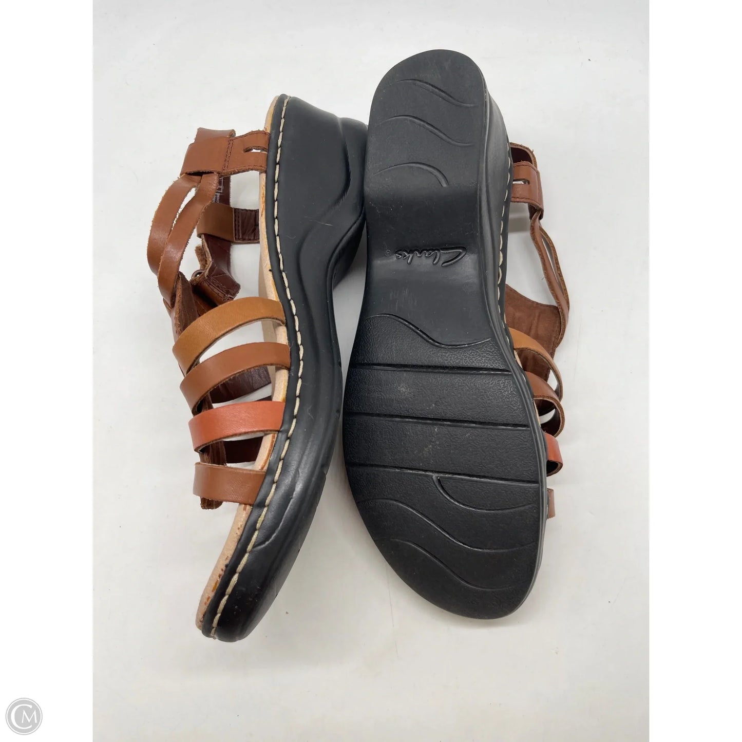 Sandals Heels Wedge By Clarks In Brown, Size: 11