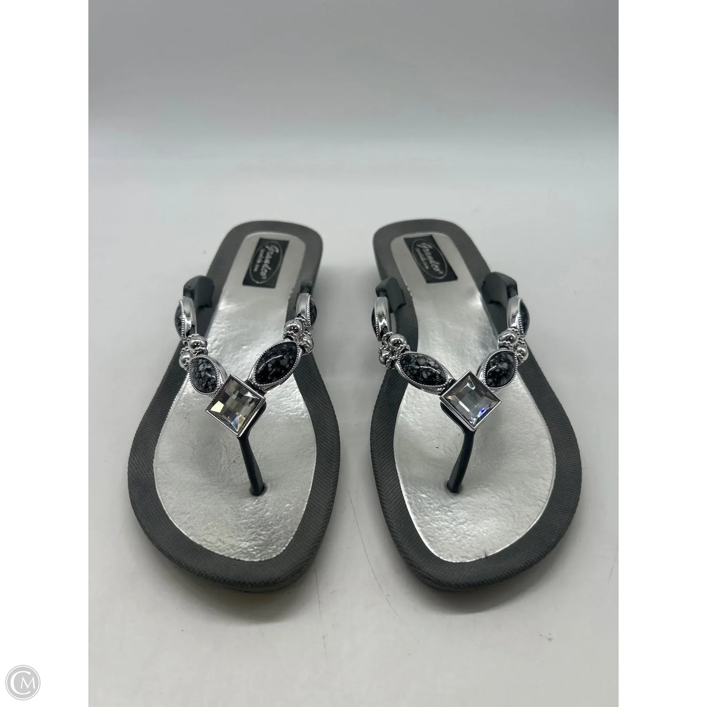 Sandals Flip Flops By Clothes Mentor In Silver, Size: 8