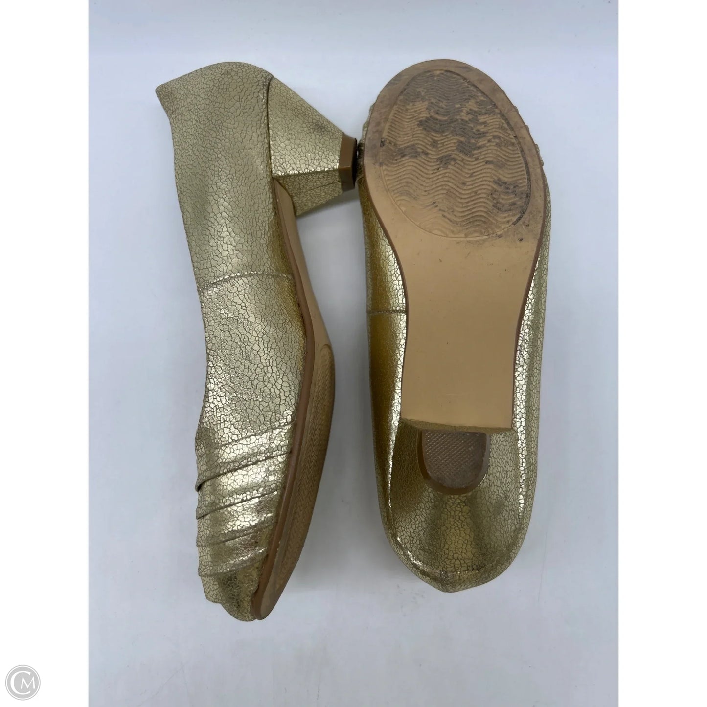 Shoes Heels Kitten By Clothes Mentor In Gold, Size: 7