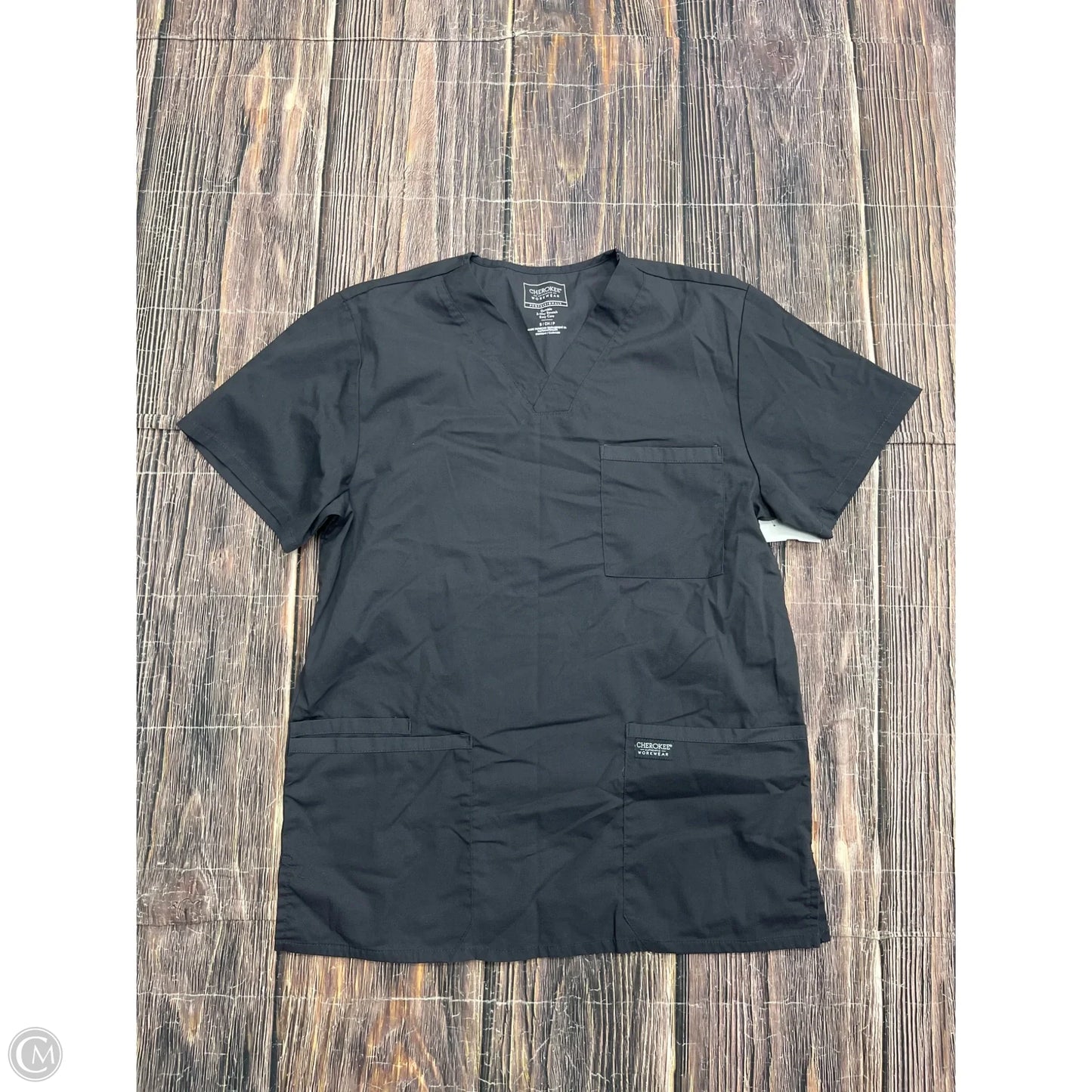 Top Short Sleeve By Cherokee In Grey, Size: S