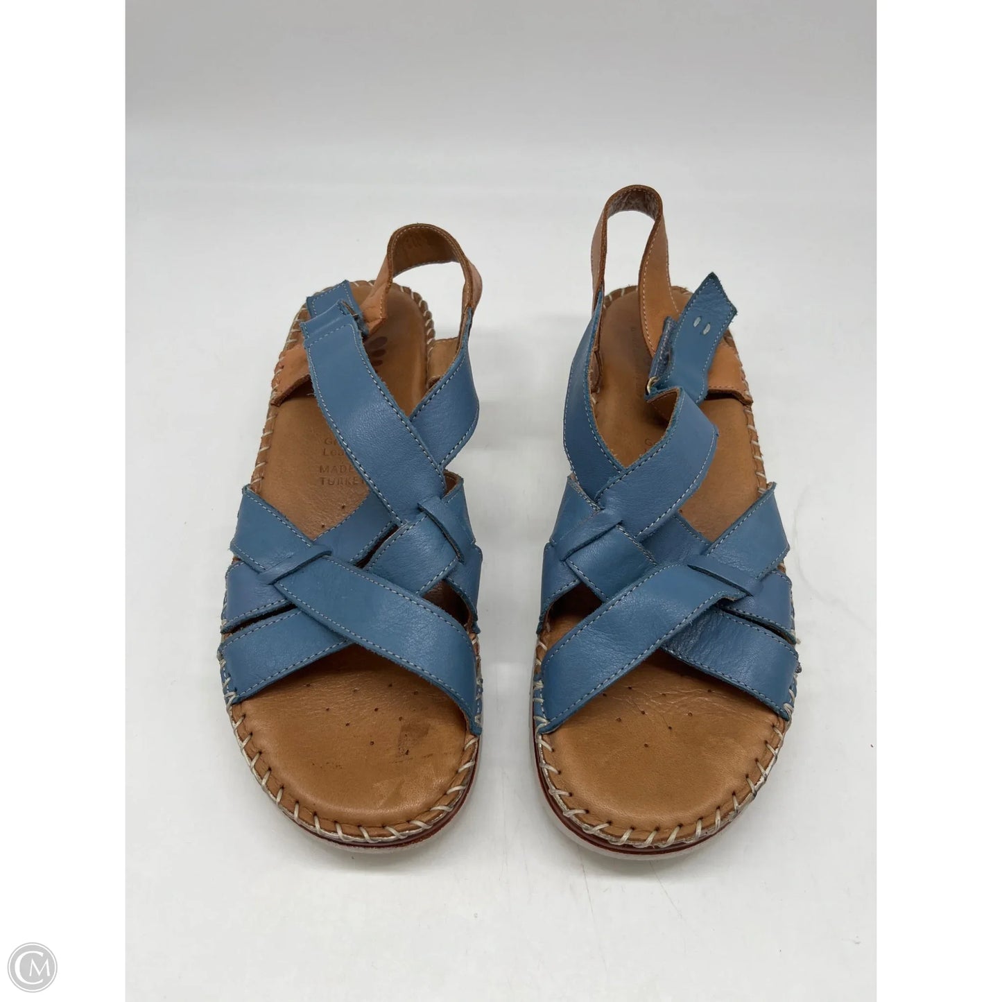 Sandals Heels Wedge By Spring Step In Blue, Size: 8.5