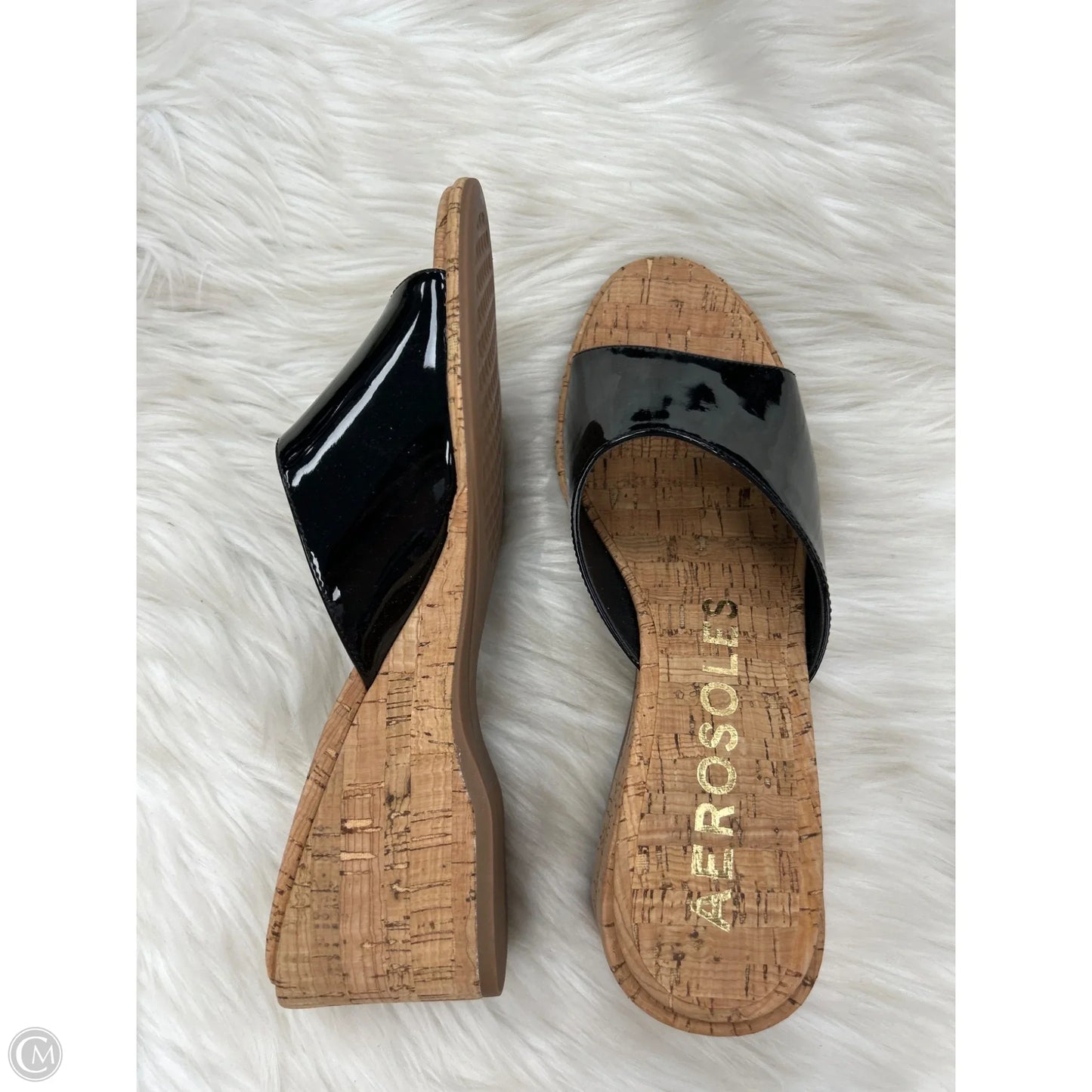 Sandals Heels Wedge By Aerosoles In Black, Size: 8.5