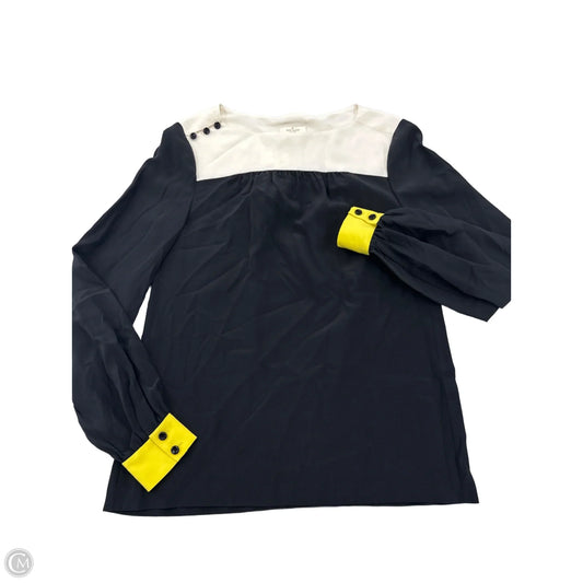 Top Long Sleeve Designer By Kate Spade In Black & Cream, Size: Xs