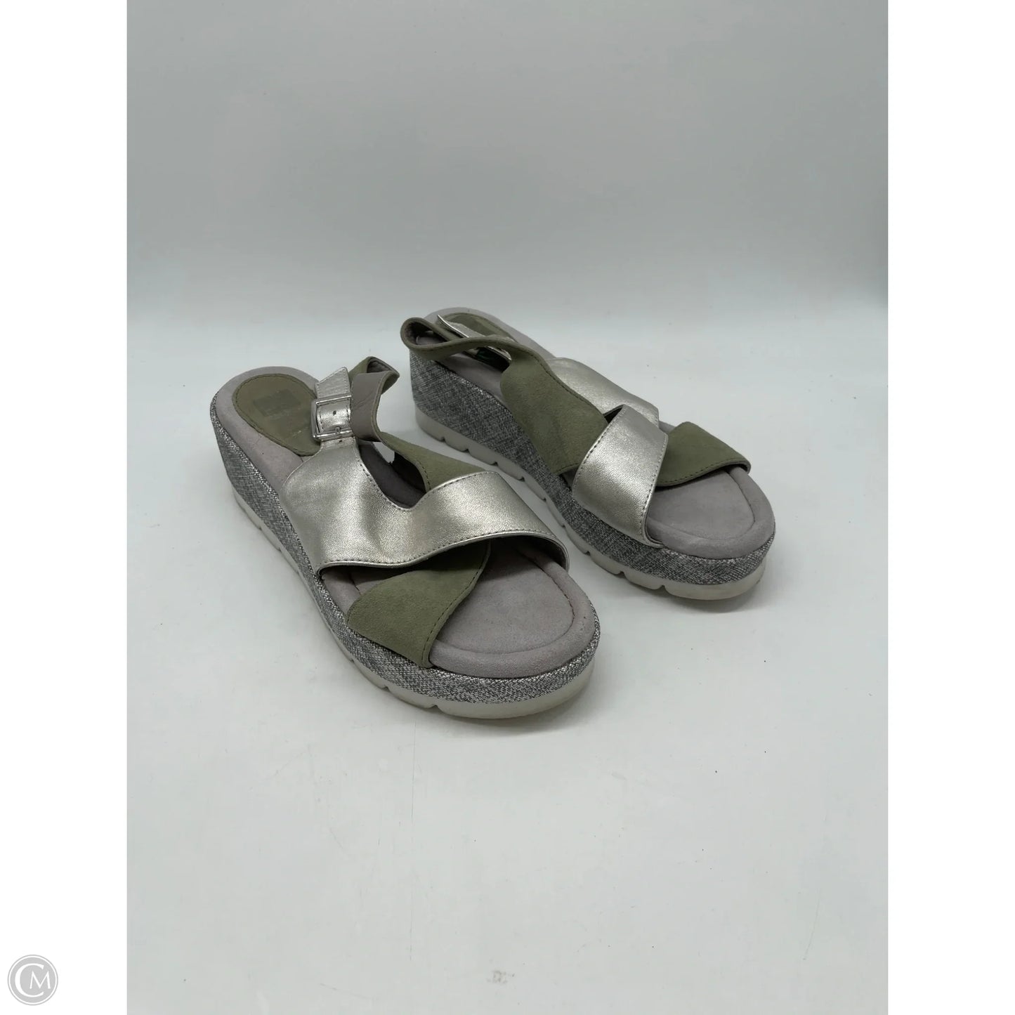 Sandals Heels Wedge By Clothes Mentor In Green, Size: 8.5