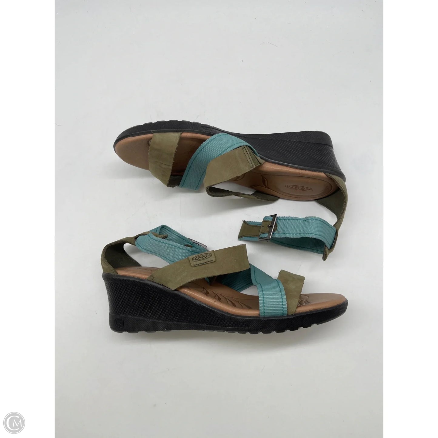 Sandals Heels Wedge By Keen In Green, Size: 8.5