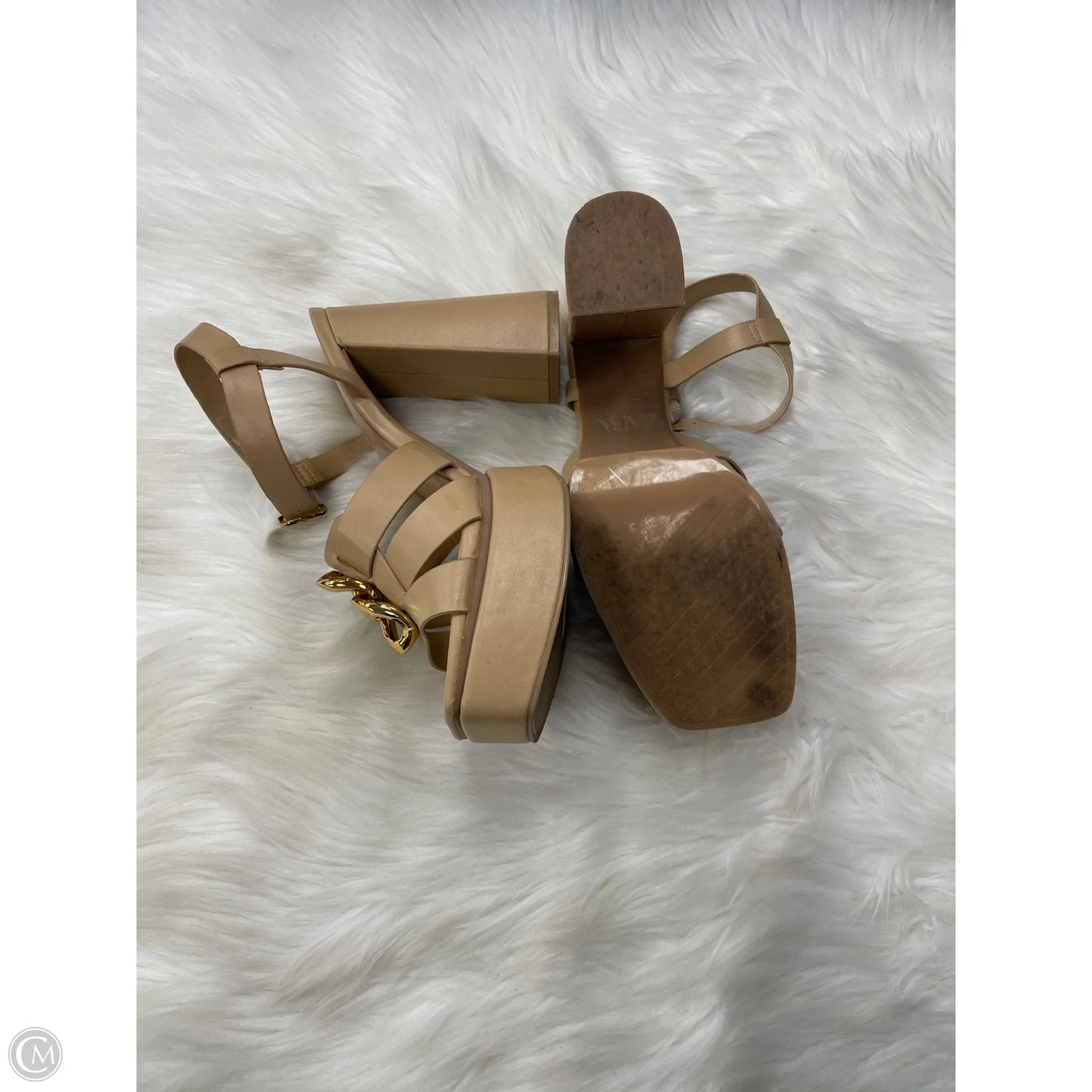 Sandals Heels Block By Zara In Tan, Size: 10
