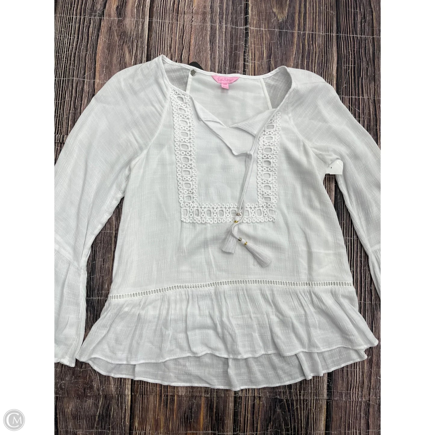 Top Long Sleeve Designer By Lilly Pulitzer In White, Size: Xxs