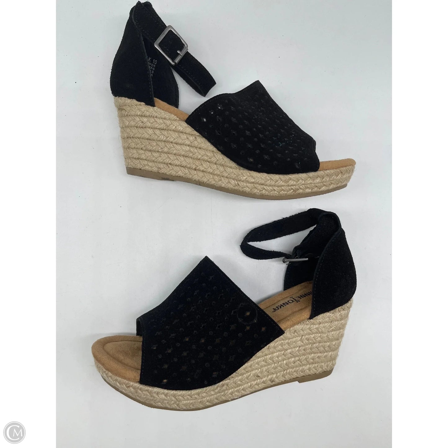 Sandals Heels Wedge By Minnetonka In Black, Size: 10