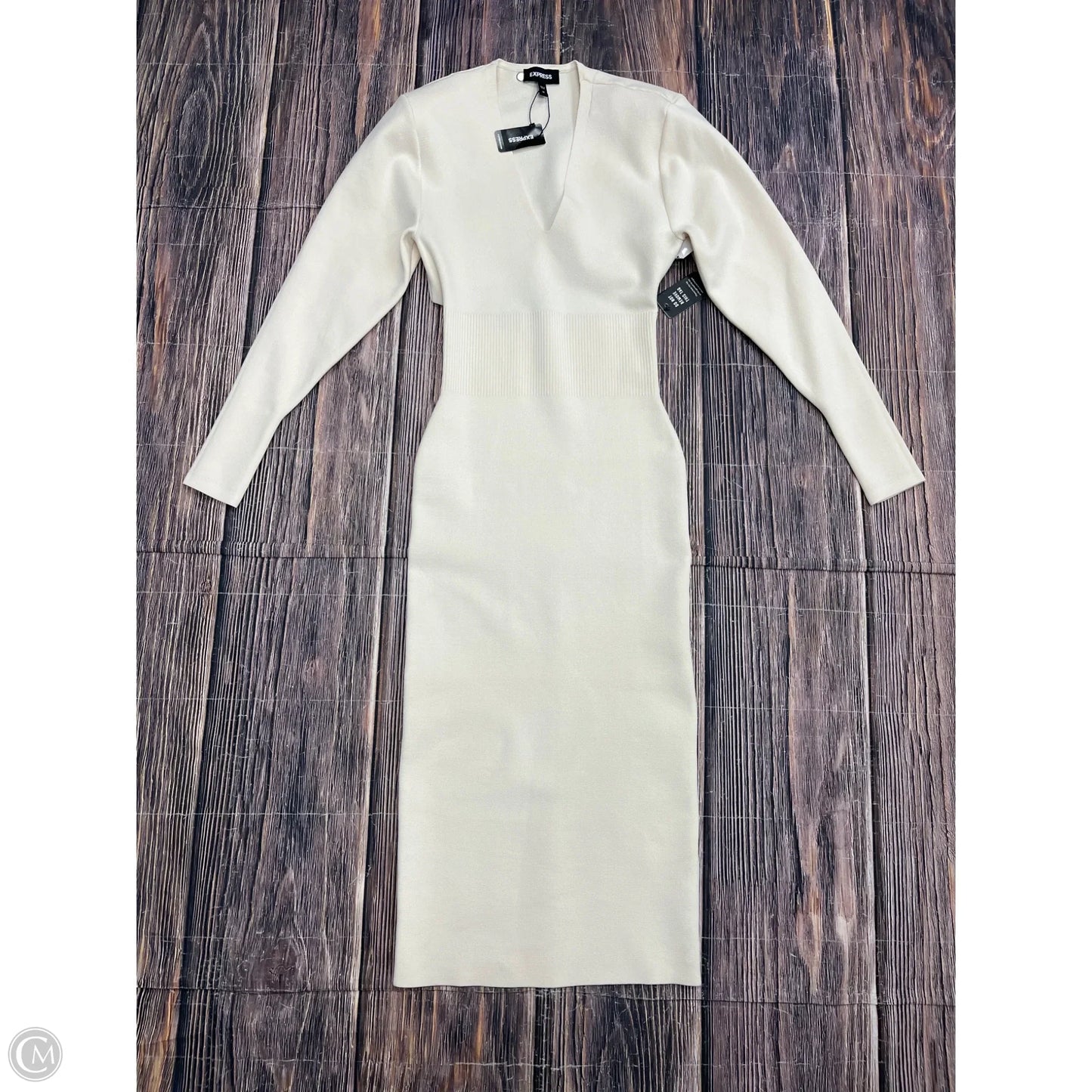 Dress Casual Midi By Express In Cream, Size: Xs