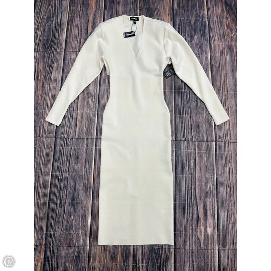 Dress Casual Midi By Express In Cream, Size: Xs