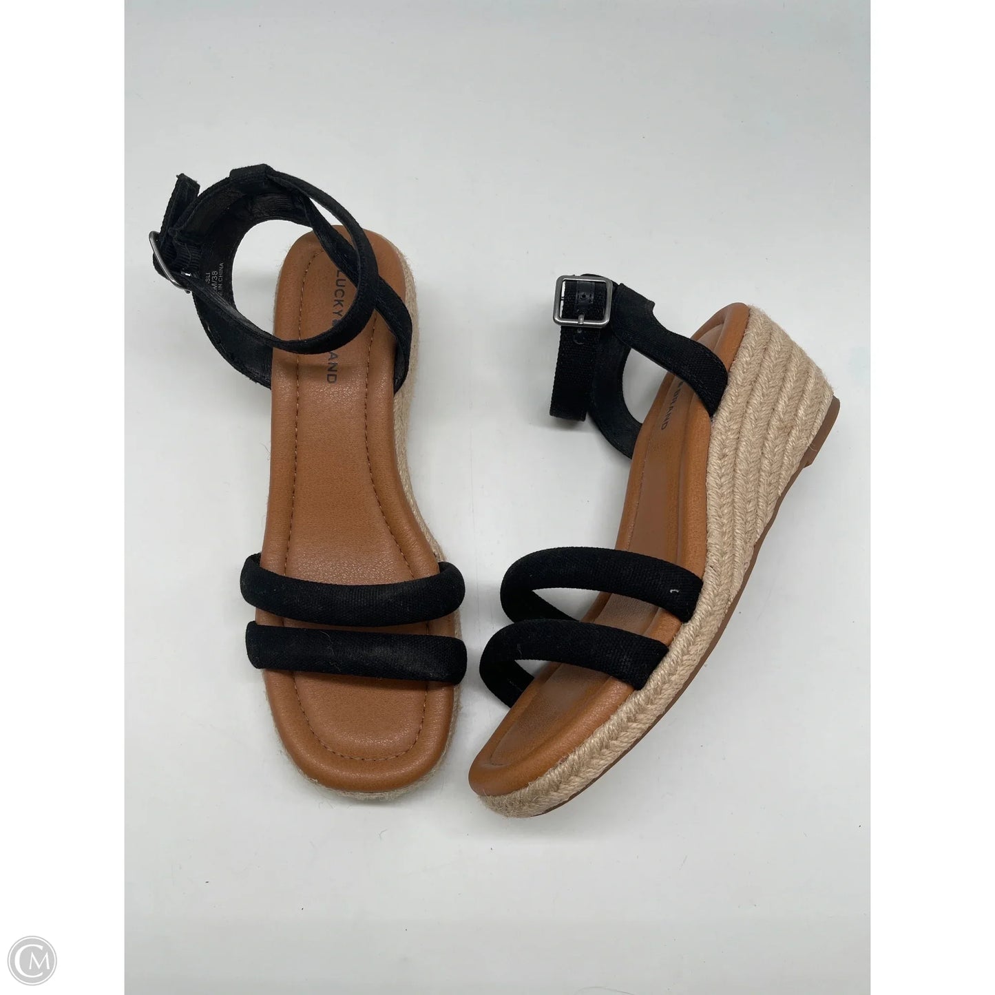 Sandals Heels Wedge By Lucky Brand In Black, Size: 7.5