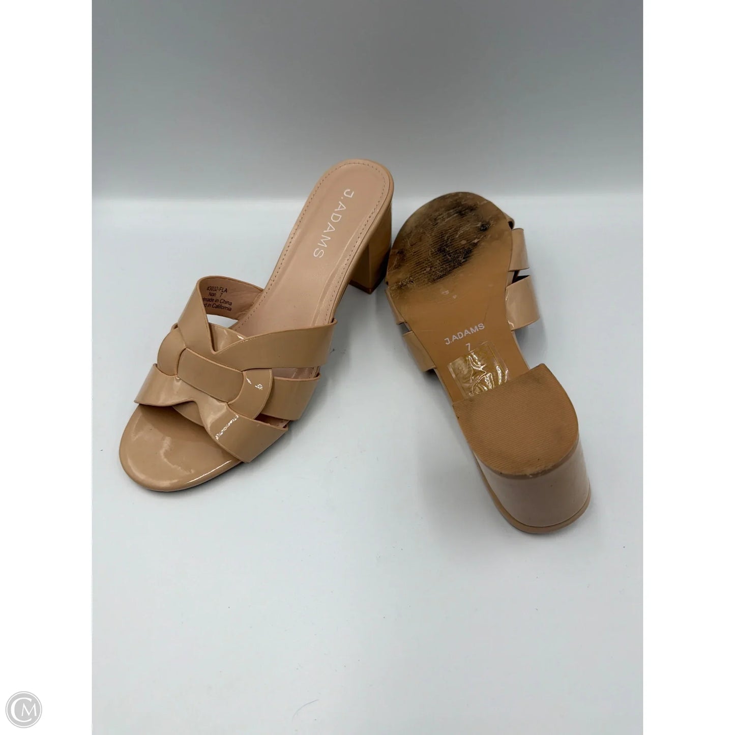 Sandals Heels Block By Clothes Mentor In Tan, Size: 7