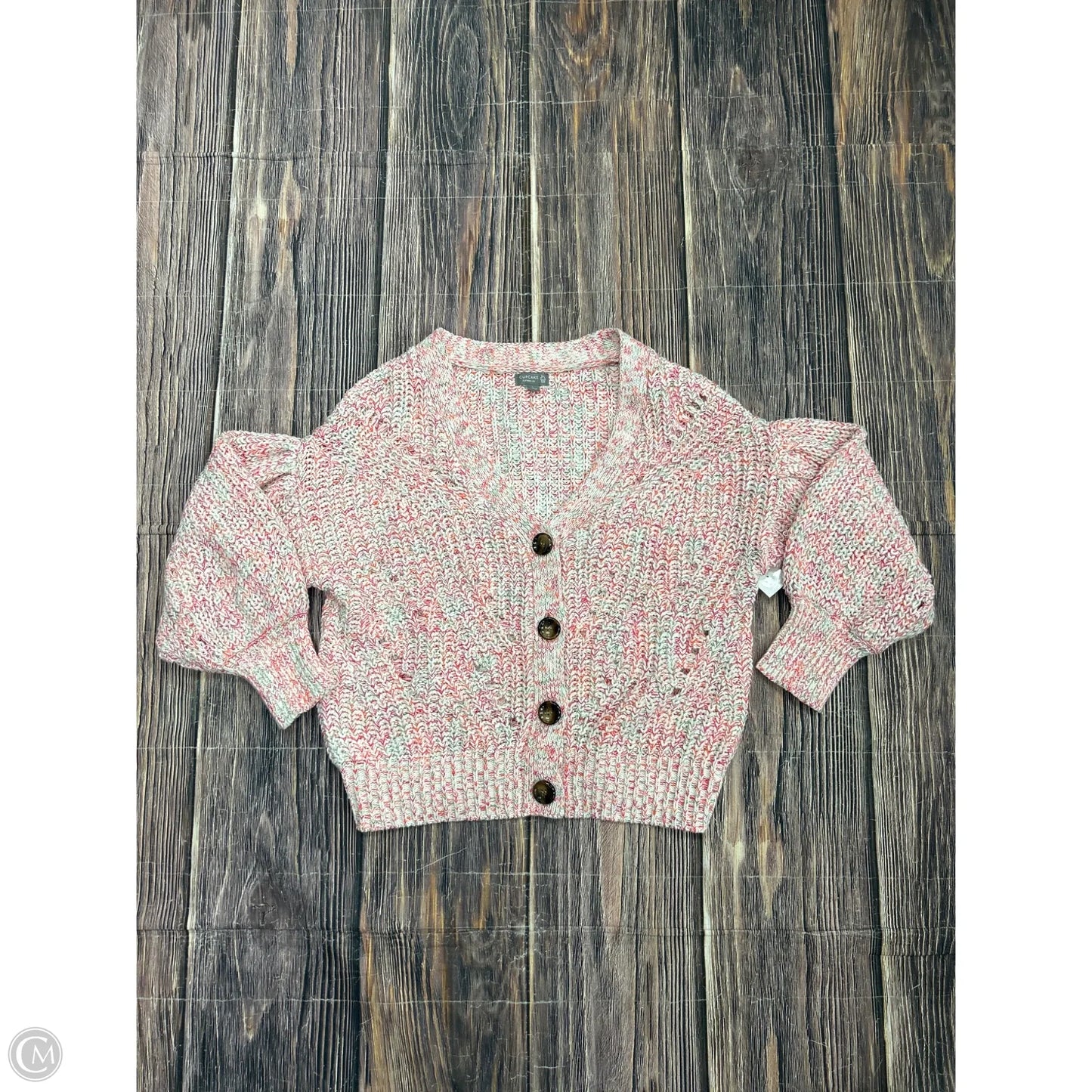 Sweater Cardigan By Clothes Mentor In Pink, Size: L
