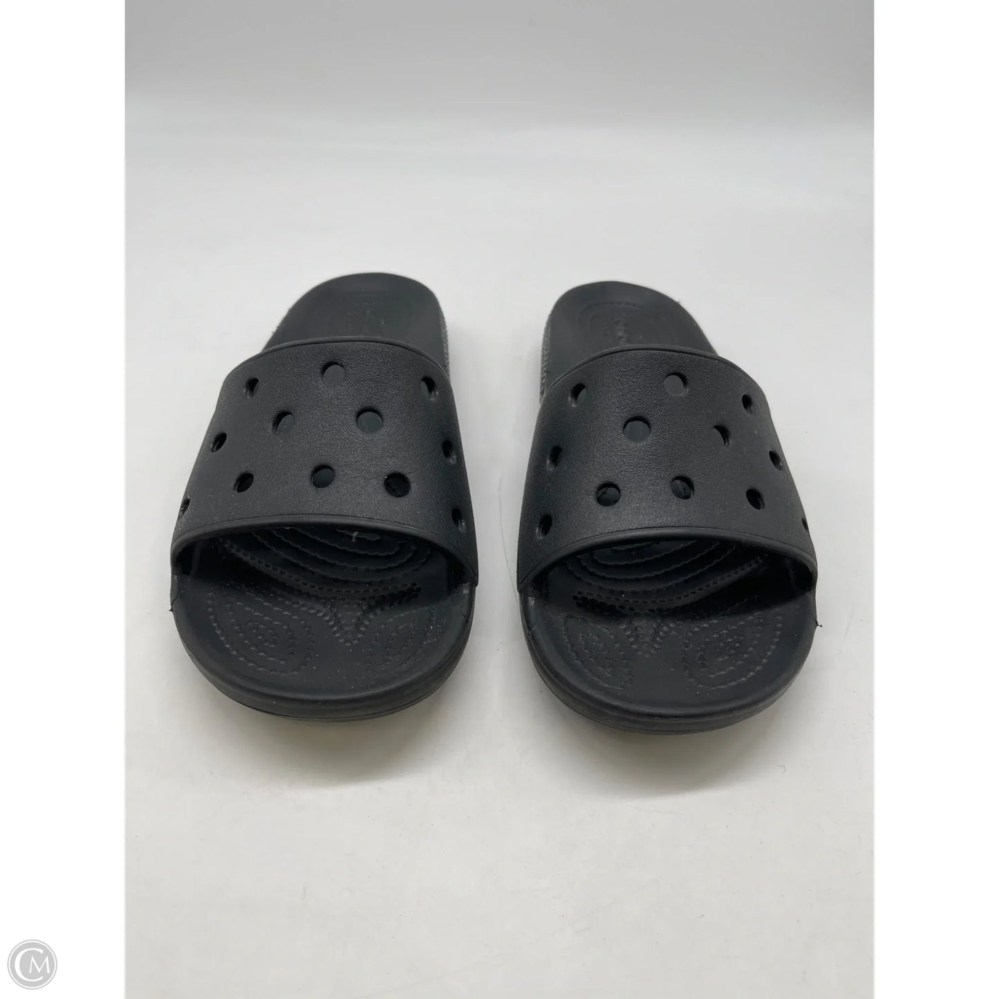 Sandals Flats By Crocs In Black, Size: 6