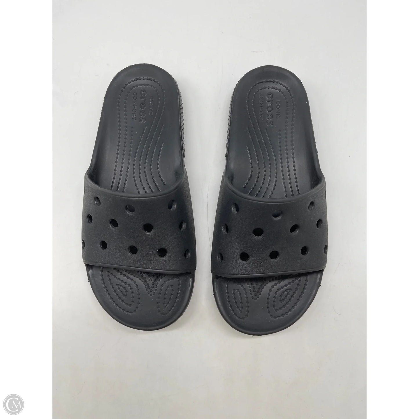 Sandals Flats By Crocs In Black, Size: 6