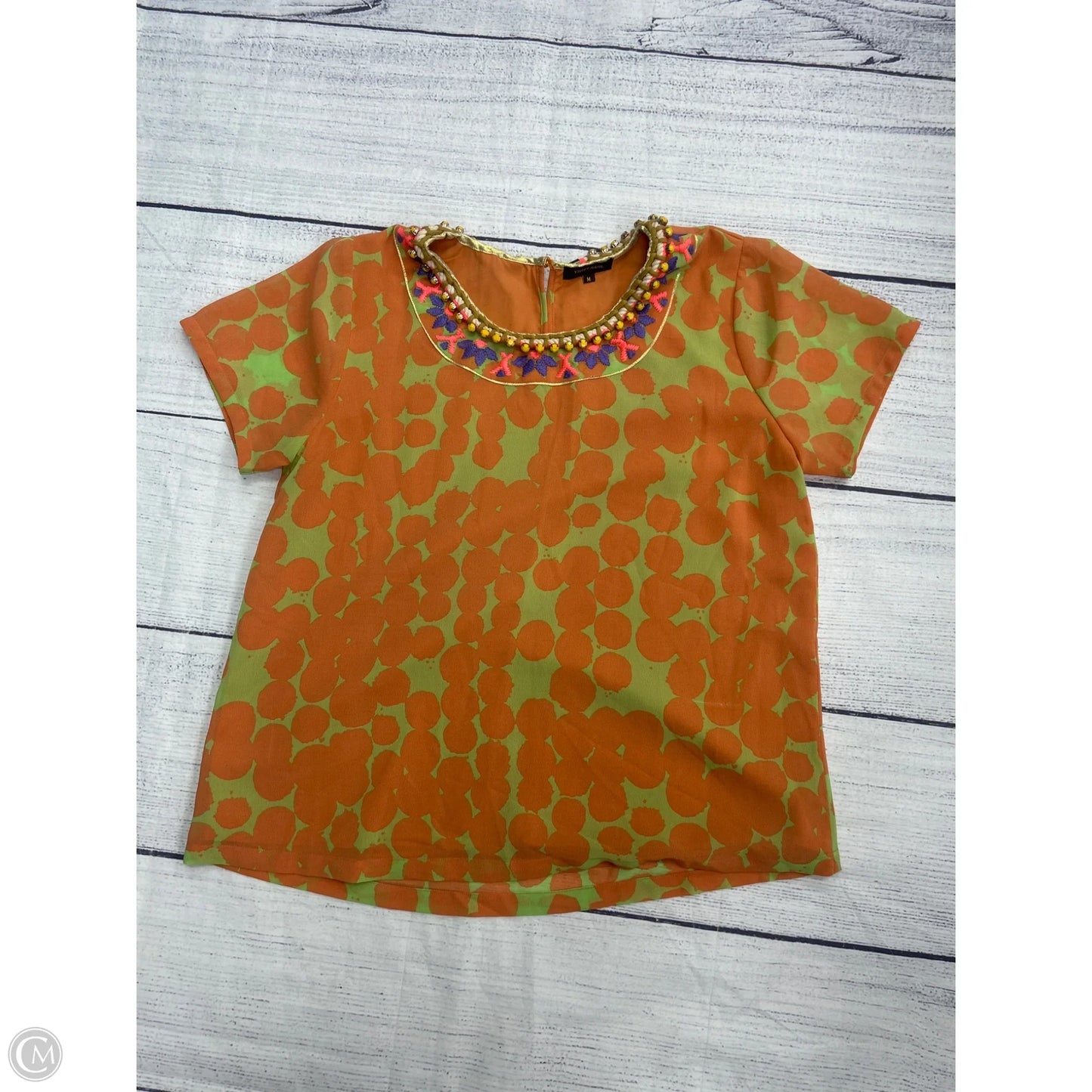 Top Short Sleeve By Anthropologie In Orange, Size: M