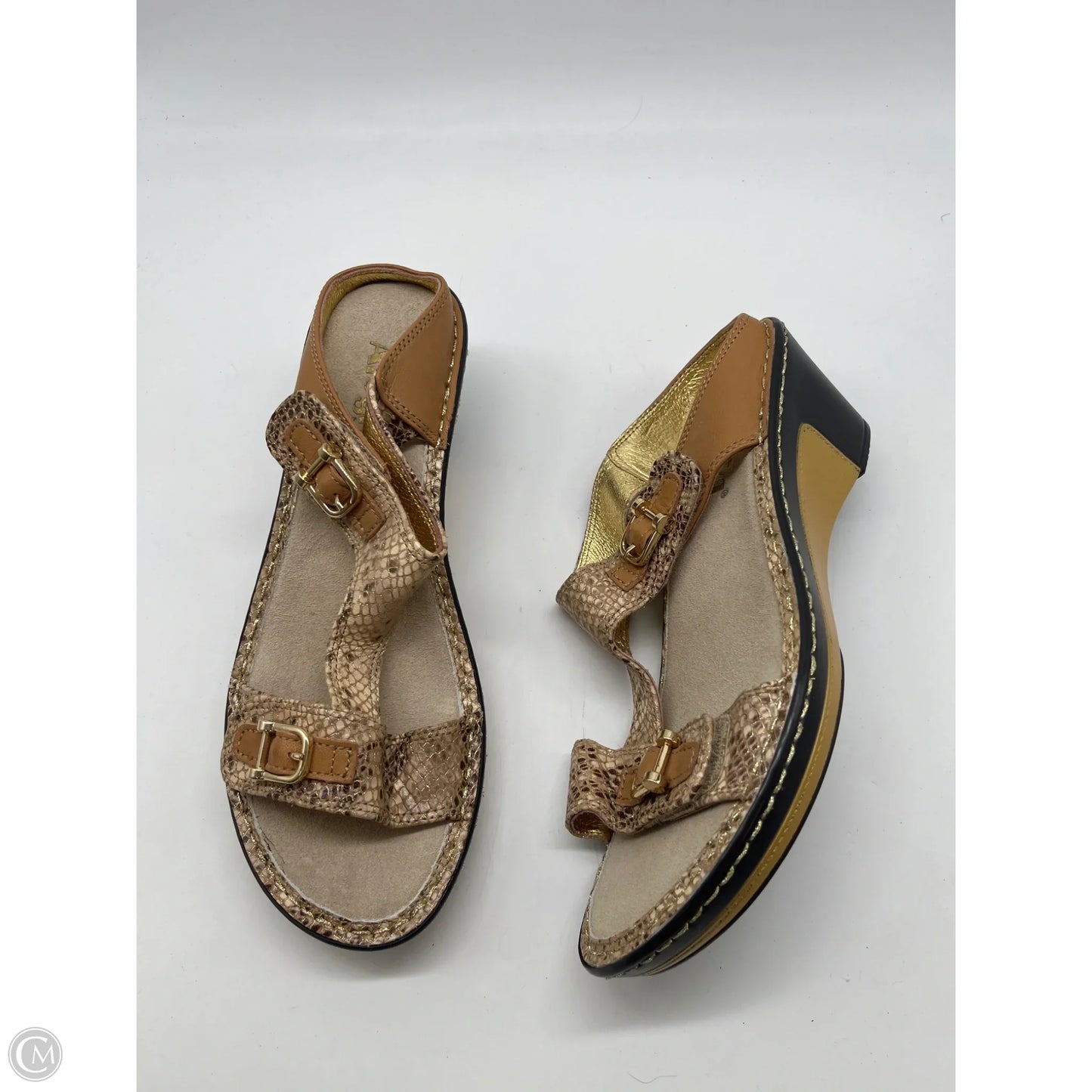 Sandals Heels Wedge By Alegria In Gold, Size: 8