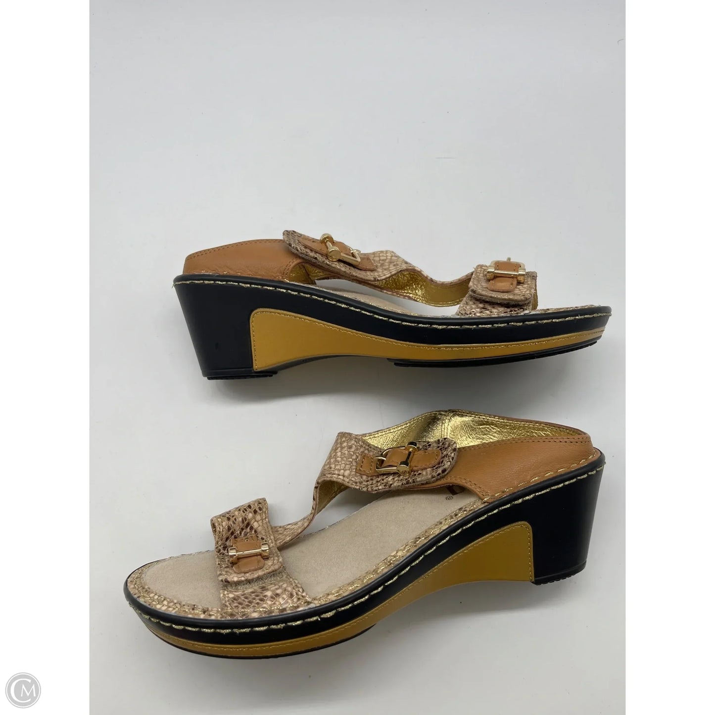 Sandals Heels Wedge By Alegria In Gold, Size: 8