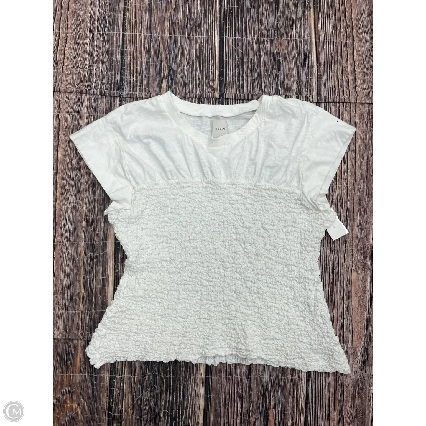 Top Short Sleeve By Maeve In White, Size: Xl